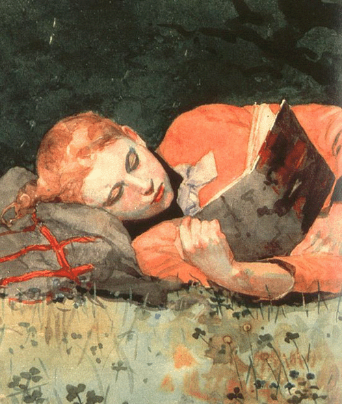 Winslow Homer: The New Novel 1877 (detail)